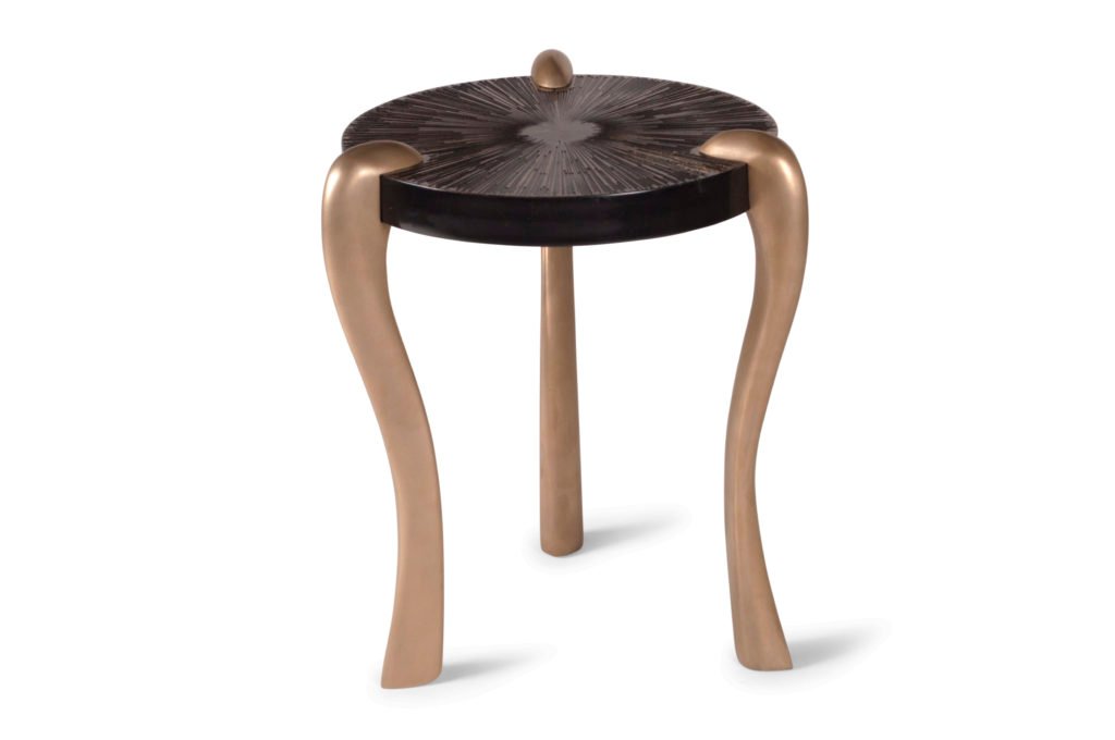 Iva Gold Finish Side Table made by MDF wood