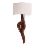 sculptural solid wood base detail of Oralee wall lighting