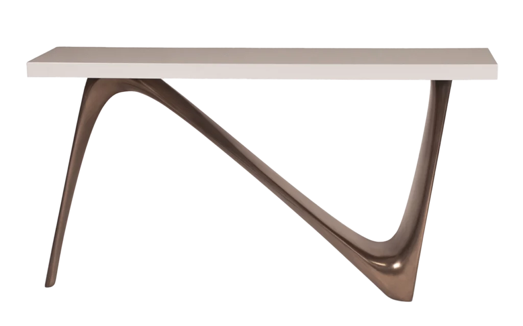 sculptural wood console table Aviva by Amorph