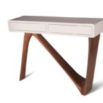 solid wood surface detail of Aviva sculptural console table
