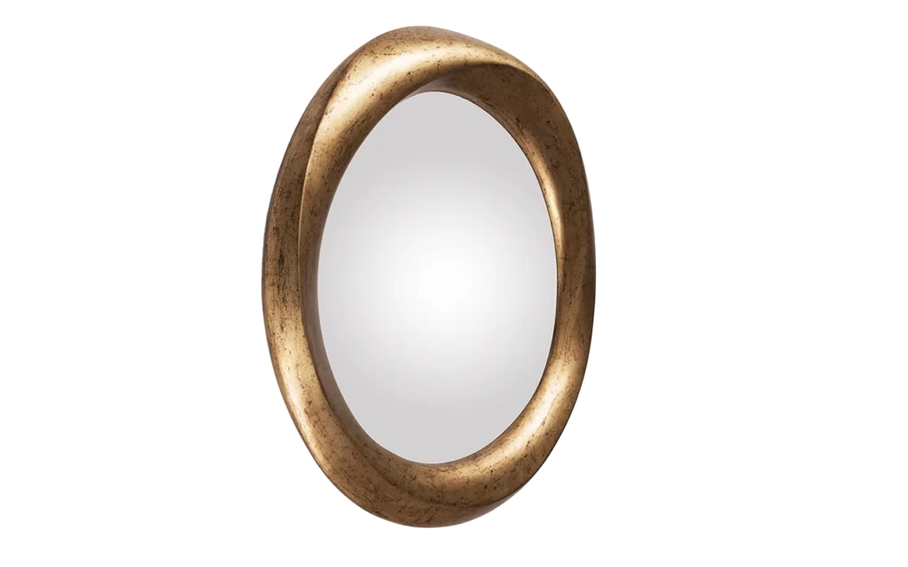 organic sculptural edge detail of solid wood wall mirror