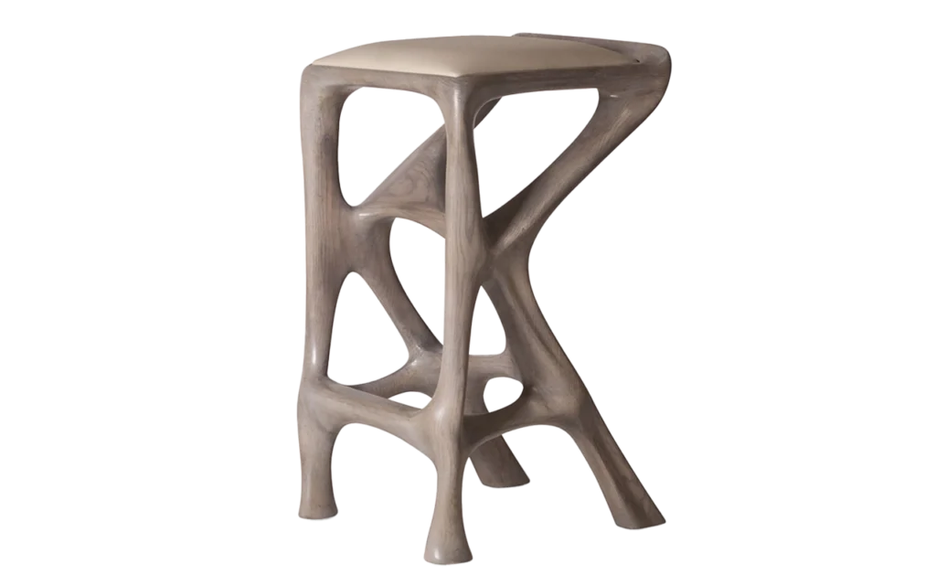 sculptural solid wood stool Chimera by Amorph