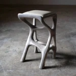 sculptural wood stool angled view Chimera by Amorph