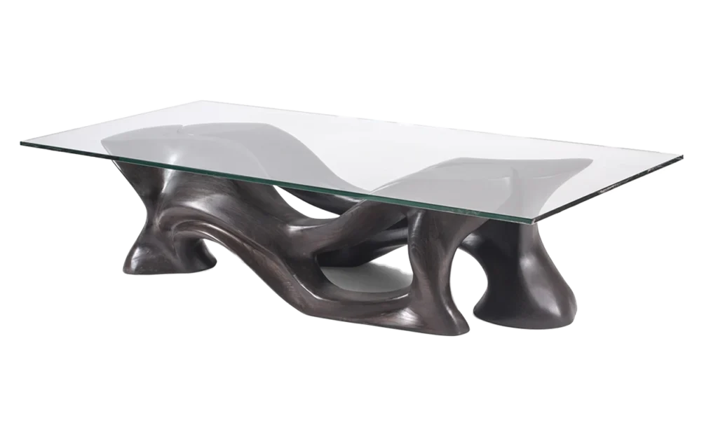 sculptural solid wood coffee table Crux by Amorph