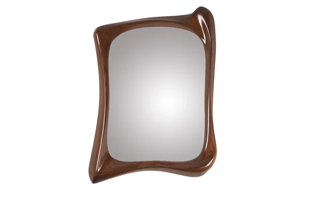 sculptural wood wall mirror Narcissus by Amorph