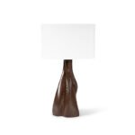 organic modern sculptural solid wood table lamp