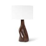 architectural profile of sculptural solid wood table lamp