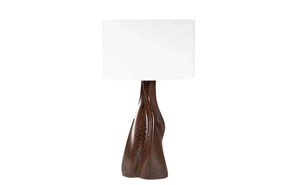sculptural solid wood table lamp Nectar by Amorph