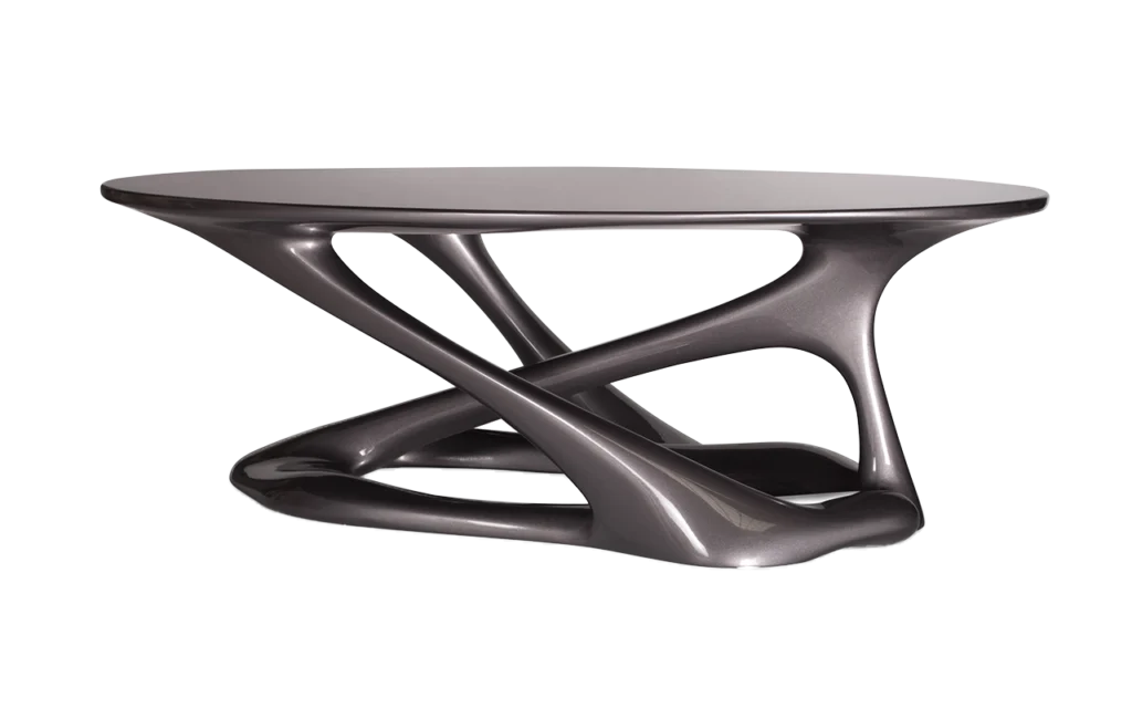 sculptural solid wood coffee table Tetra by Amorph