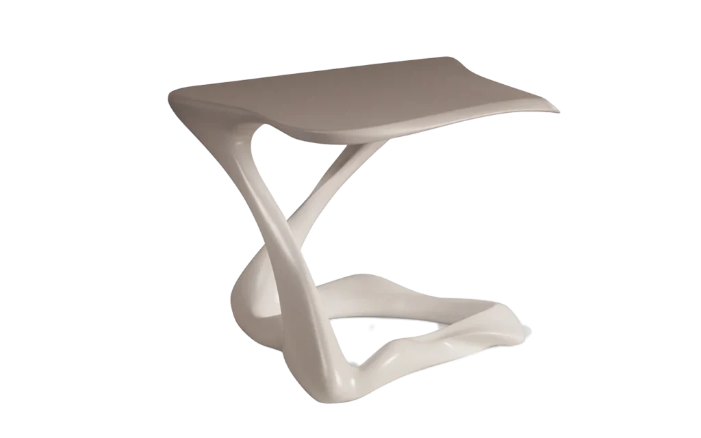 sculptural wood side table Tryst by Amorph