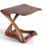 sculptural solid wood side table Tryst by Amorph