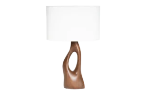 organic modern sculptural solid wood table lamp
