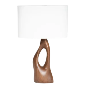 organic modern sculptural solid wood table lamp