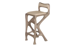 sculptural solid wood stool with back Chimera by Amorph
