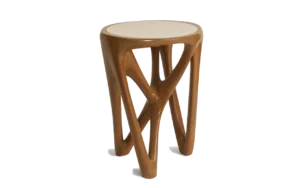 sculptural solid wood side table Petrus by Amorph