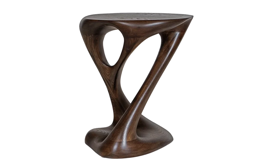organic modern sculptural solid wood side table