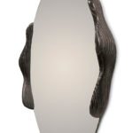 natural solid wood grain detail on sculptural Ovate mirror frame