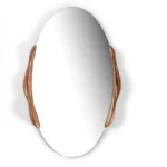 organic sculptural edge detail of solid wood wall mirror