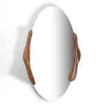 hand-finished solid wood frame detail of Ovate wall mirror