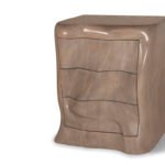 modern sculptural solid wood nightstand from angled perspective
