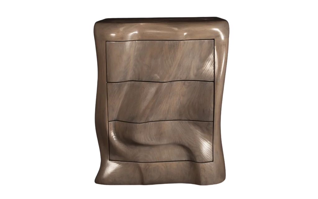 sculptural wood nightstand Hana by Amorph