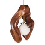 sculptural solid wood pendant light underside detail