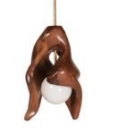 organic modern sculptural solid wood pendant light