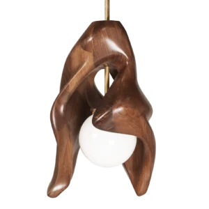 sculptural solid wood pendant light Tulip by Amorph