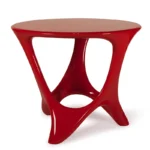 red sculptural wood center table Alamos by Amorph