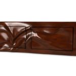 natural solid wood grain detail on sculptural Beauregard wall mounted cabinet