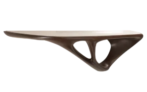 sculptural wood wall mounted console Una by Amorph