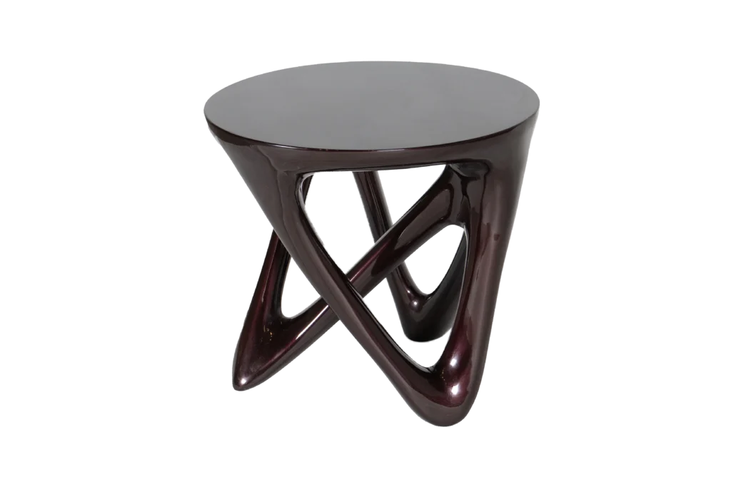 metallic sculptural wood side table Ya by Amorph