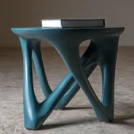 sculptural solid wood base detail of Ya side table