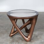 hand-finished solid wood craftsmanship detail of Ya side table