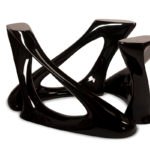 solid wood tabletop detail of Ashley sculptural dining table