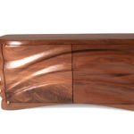 natural solid wood grain detail on sculptural Adonia cabinet