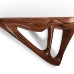 sculptural solid wood base detail of Agate console