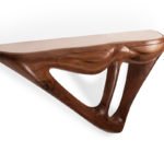 custom solid wood wall mounted console installation detail