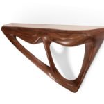 sculptural solid wood underside detail of Agate wall mounted console