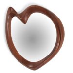 organic sculptural edge detail of solid wood wall mirror Caroline by Amorph