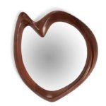 natural solid wood grain detail on sculptural Caroline mirror frame