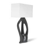 sculptural solid wood base detail of Ana table lamp