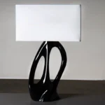natural solid wood grain detail on sculptural Ana table lamp