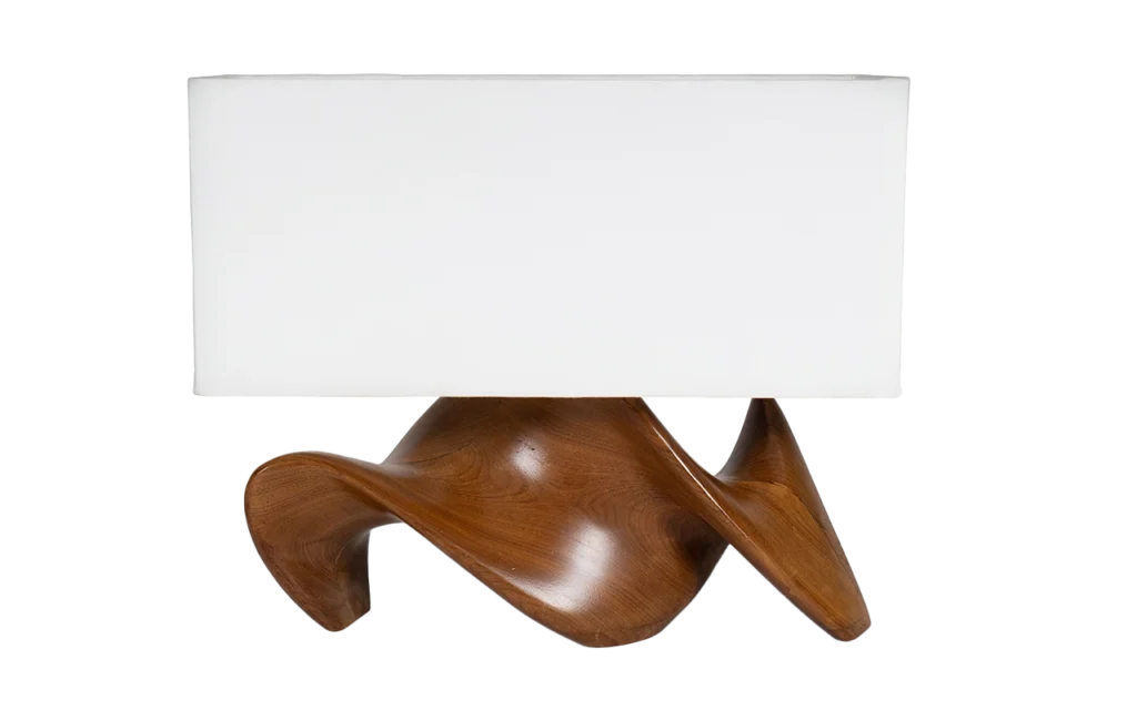 custom solid wood table lamp handcrafted in Los Angeles interior