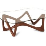 organic modern sculptural solid wood coffee table