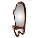 hand-finished solid wood mirror frame detail of ARA wall mounted console