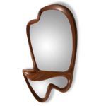 sculptural solid wood base detail of ARA wall mounted console