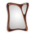 organic sculptural edge detail of solid wood wall mirror