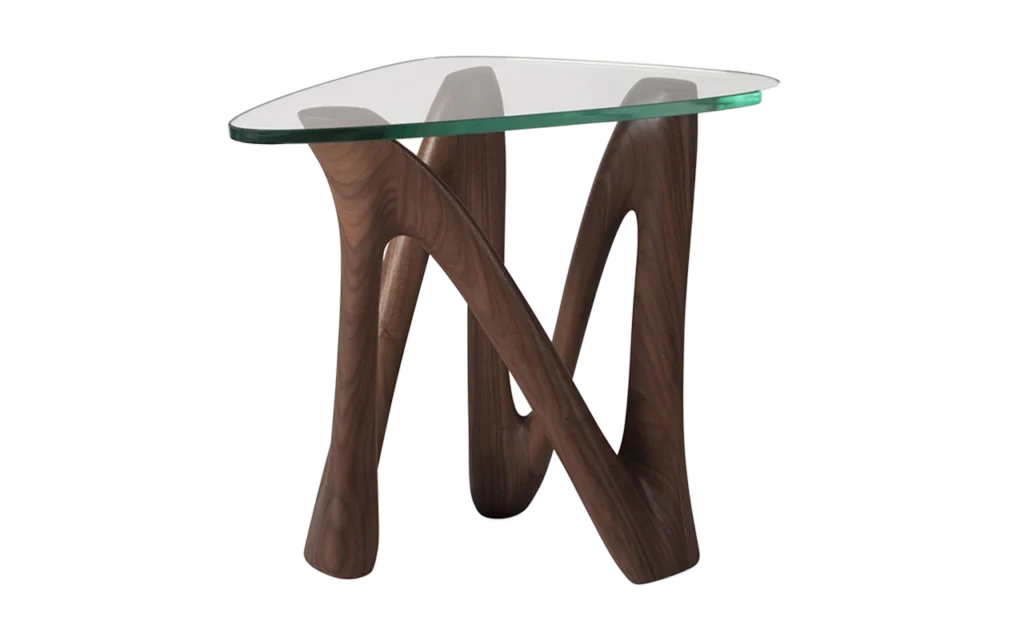 sculptural wood side table Ronia by Amorph