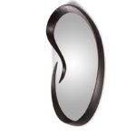 organic modern sculptural solid wood wall mirror